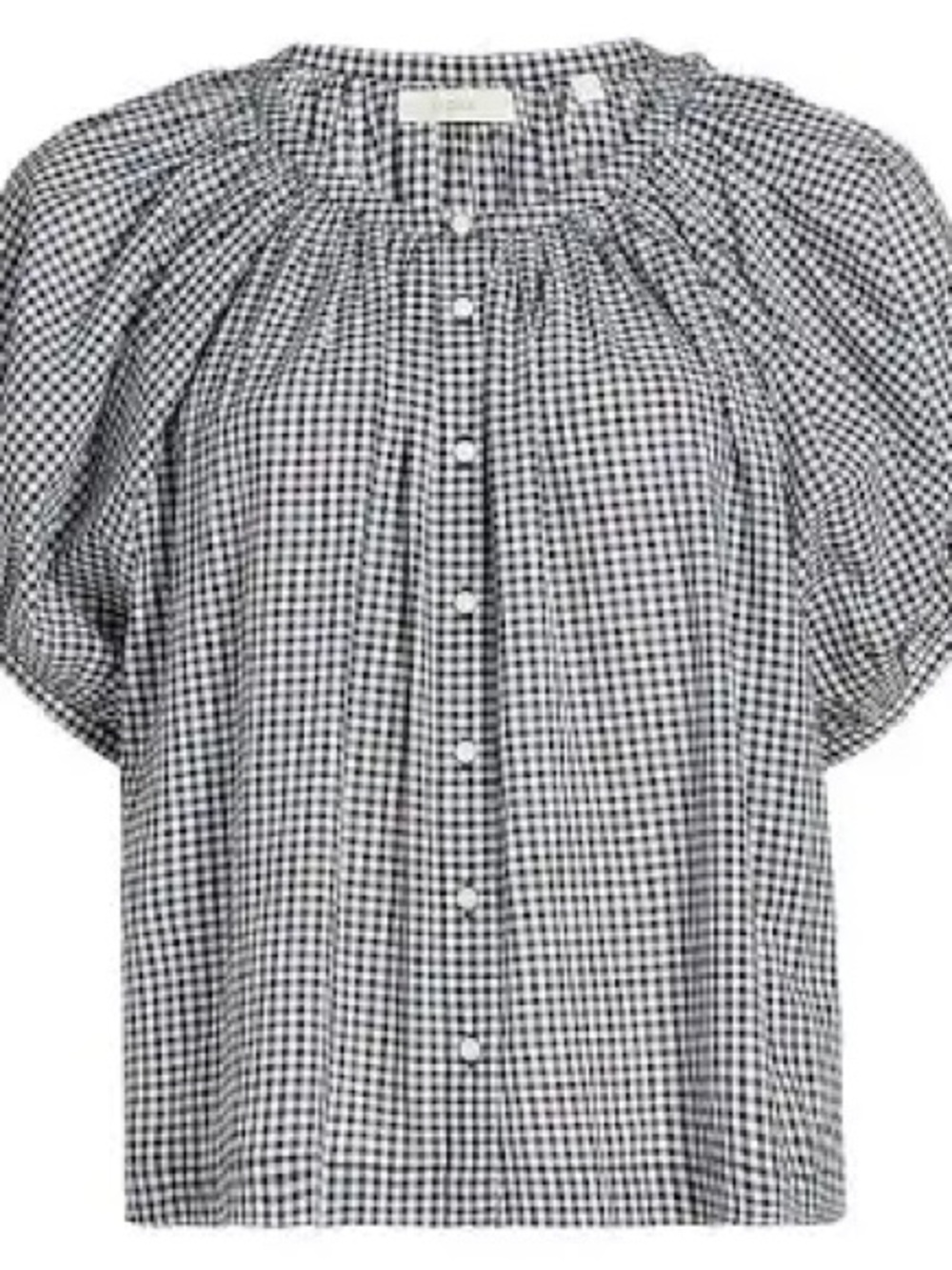 Black and White Gingham Button-Front Women's Top